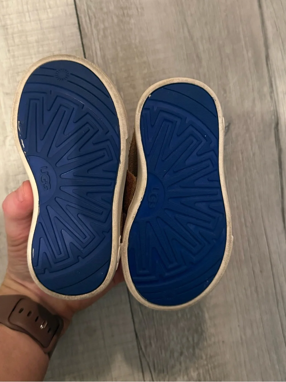 UGG Baby Boy Brown Suede & Leather Velcro Sneakers
